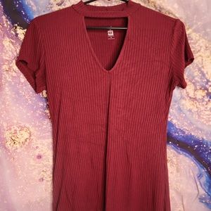 Burgundy Cut-Out T-Shirt